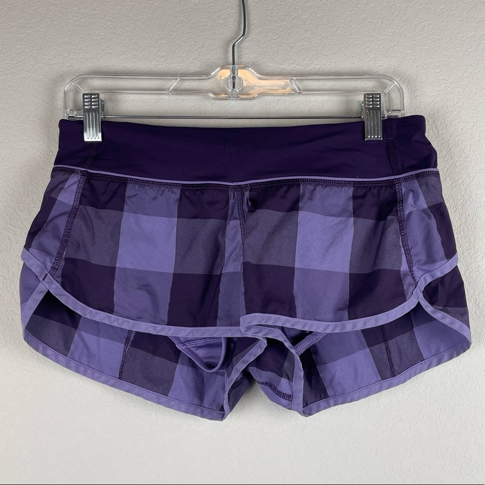 Lululemon Purple Plaid Run Speed Shorts